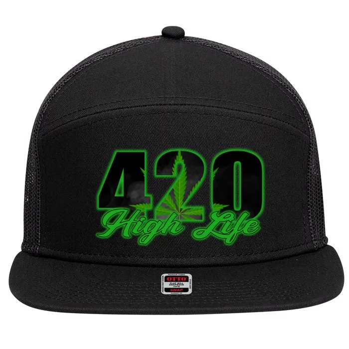 420 High Life Medical Marijuana Weed 7 Panel Mesh Trucker Snapback Hat