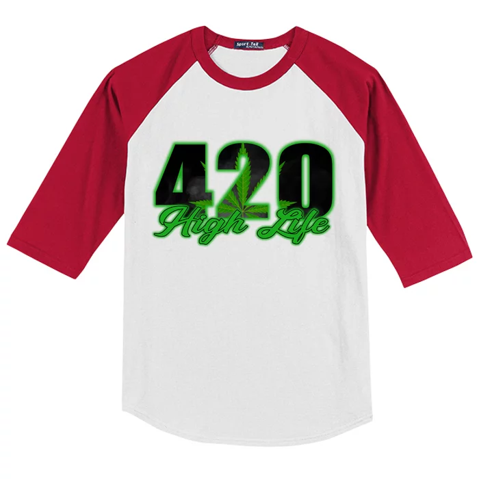 420 High Life Medical Marijuana Weed Kids Colorblock Raglan Jersey