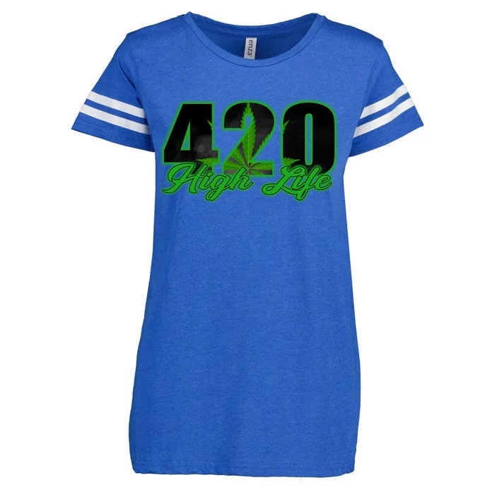 420 High Life Medical Marijuana Weed Enza Ladies Jersey Football T-Shirt