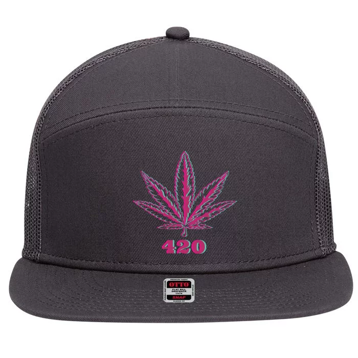 420 Leaf 7 Panel Mesh Trucker Snapback Hat