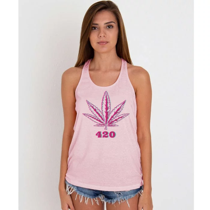 420 Leaf Women's Knotted Racerback Tank