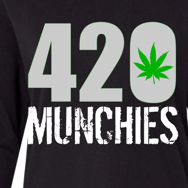 420 Munchies Weed Leaf Womens Cotton Relaxed Long Sleeve T-Shirt