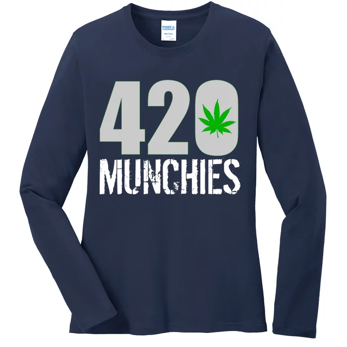 420 Munchies Weed Leaf Ladies Long Sleeve Shirt