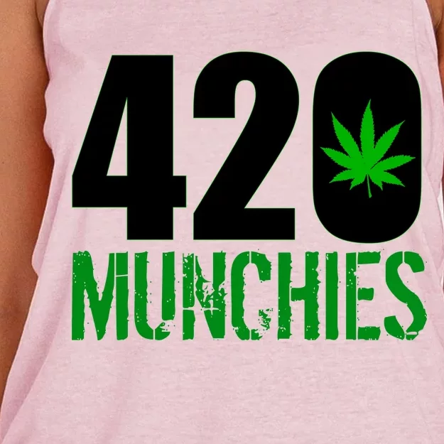 420 Munchies Weed Leaf Women's Knotted Racerback Tank