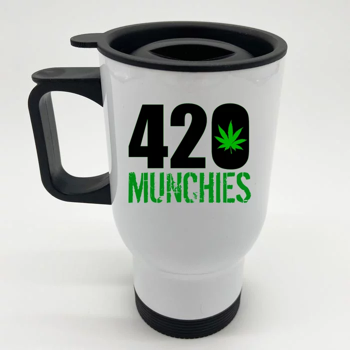 420 Munchies Weed Leaf Front & Back Stainless Steel Travel Mug