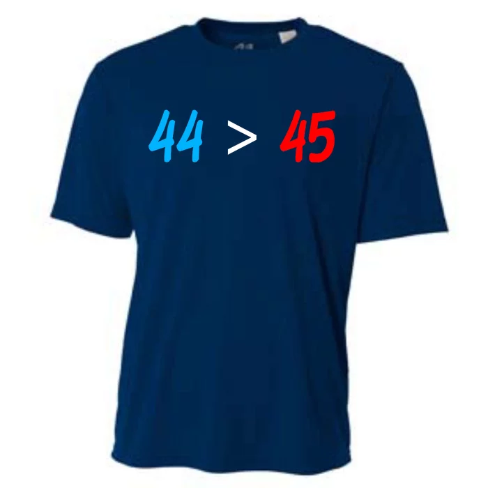 44 > 45 Red White Blue 44th President is Greater Than 45 Cooling Performance Crew T-Shirt