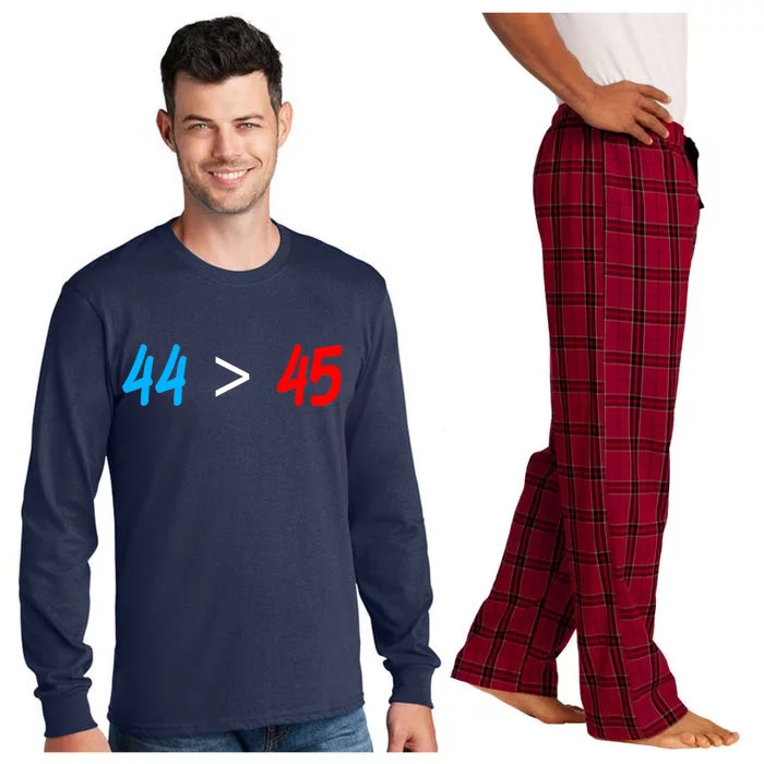 44 > 45 Red White Blue 44th President is Greater Than 45 Long Sleeve Pajama Set