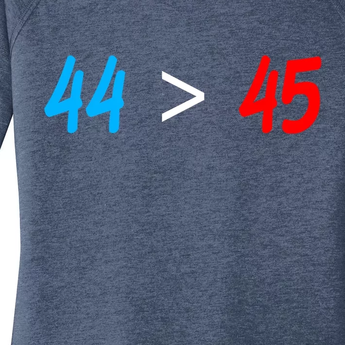 44 > 45 Red White Blue 44th President is Greater Than 45 Women's Perfect Tri Tunic Long Sleeve Shirt