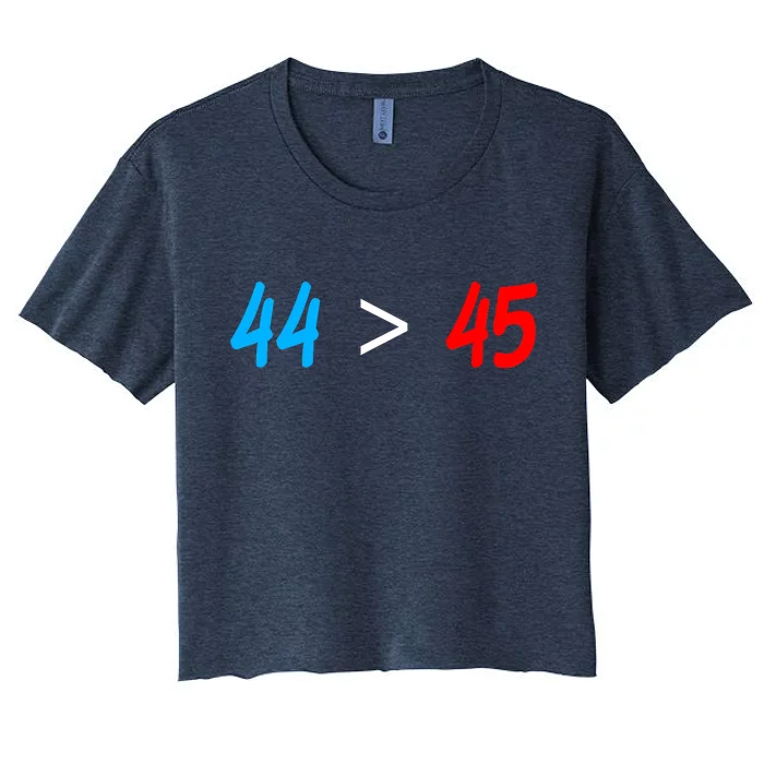 44 > 45 Red White Blue 44th President is Greater Than 45 Women's Crop Top Tee