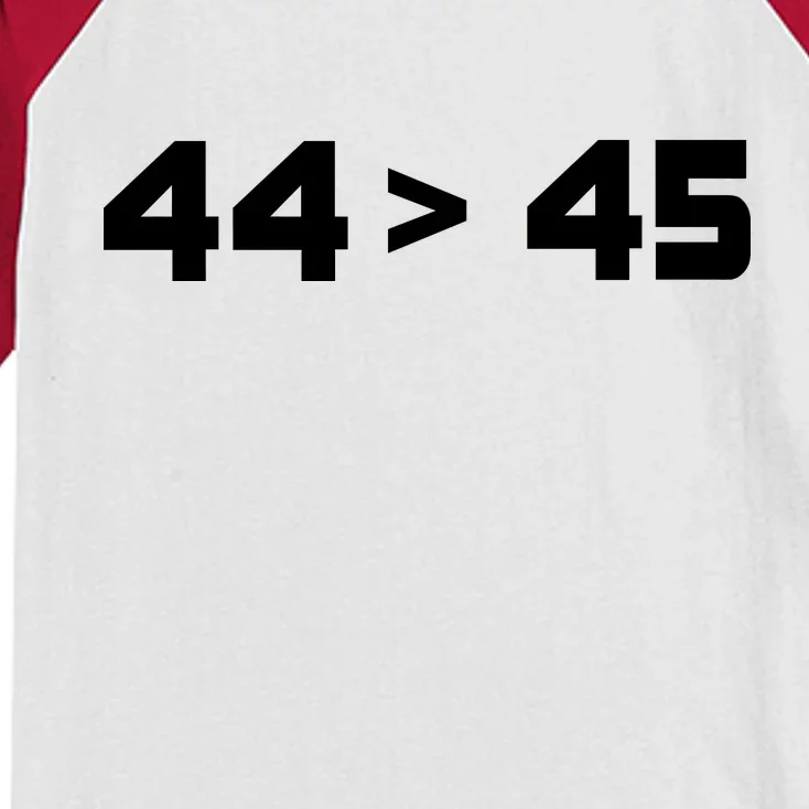 44 > 45 The 44th President is Greater Than 45th Kids Colorblock Raglan Jersey