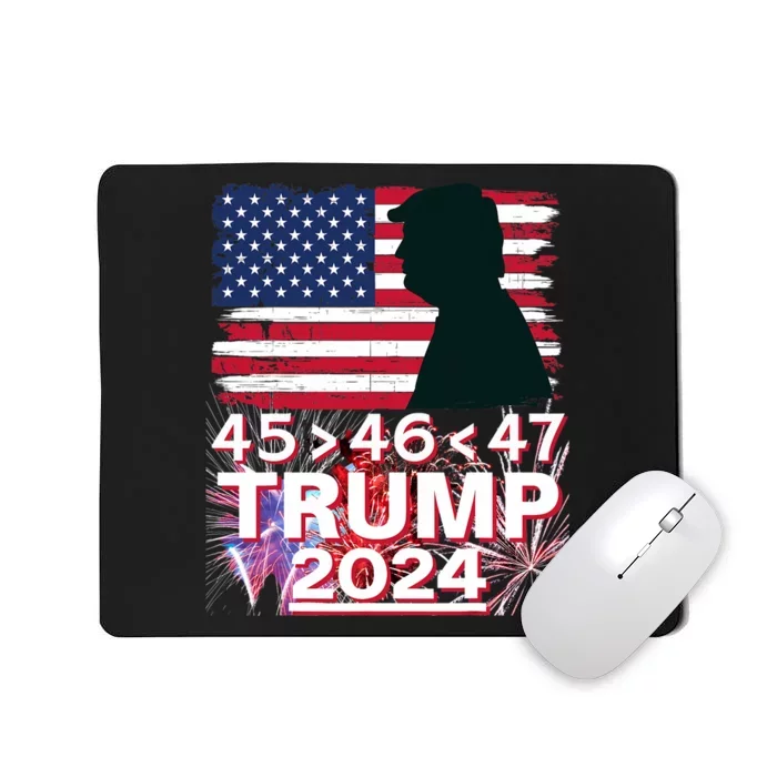 45 46 47 Trump 2024 Vintage American Flag Fireworks Mousepad