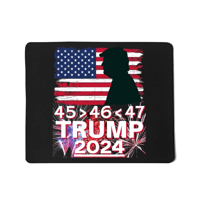 45 46 47 Trump 2024 Vintage American Flag Fireworks Mousepad