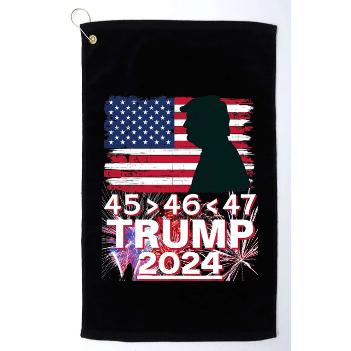 45 46 47 Trump 2024 Vintage American Flag Fireworks Platinum Collection Golf Towel