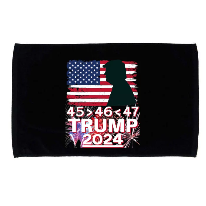 45 46 47 Trump 2024 Vintage American Flag Fireworks Microfiber Hand Towel