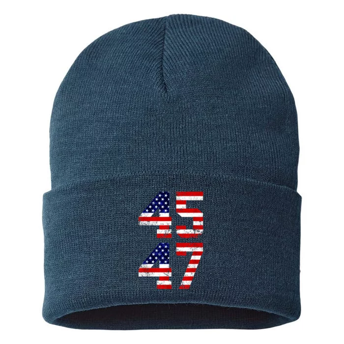 45 47 45th 47th President Trump 2024 ULTRA MAGA Sustainable Knit Beanie