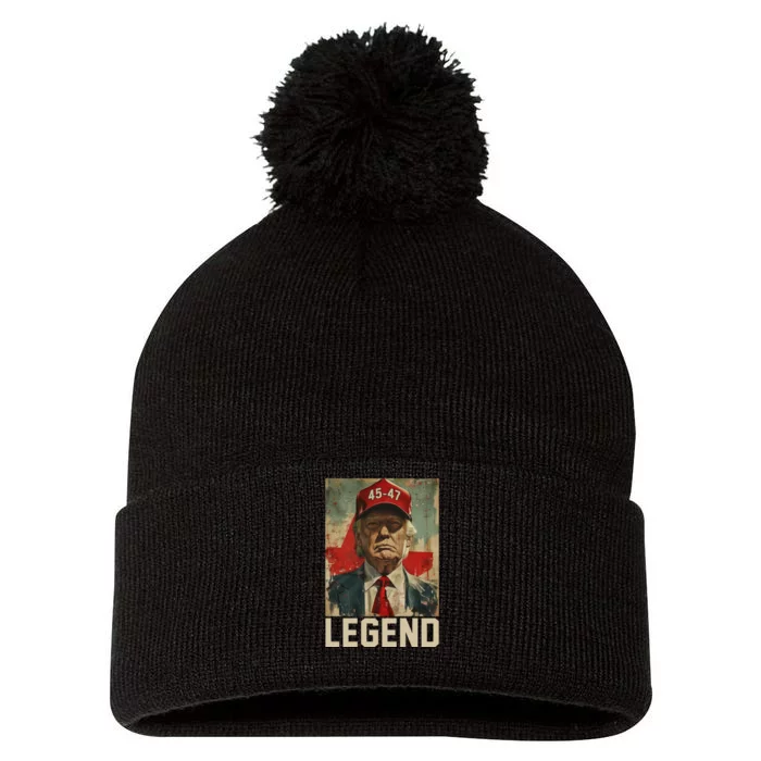 45 47 Donald Trump 2024 Legend Vintage Pom Pom 12in Knit Beanie