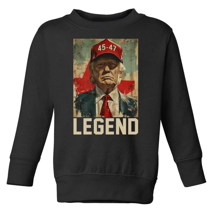 45 47 Donald Trump 2024 Legend Vintage Toddler Sweatshirt