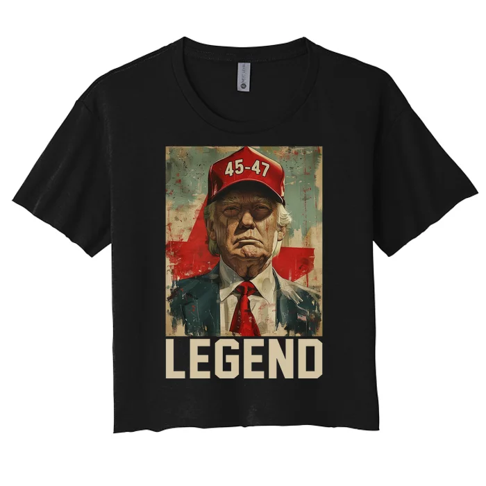 45 47 Donald Trump 2024 Legend Vintage Women's Crop Top Tee