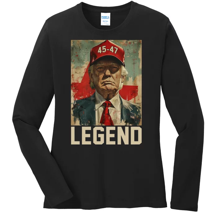 45 47 Donald Trump 2024 Legend Vintage Ladies Long Sleeve Shirt