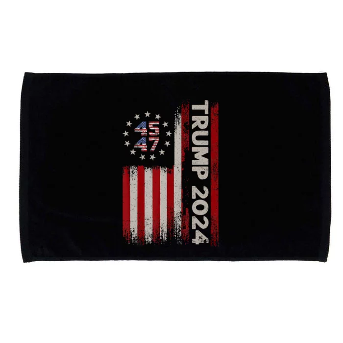 45 47 Donald Trump 2024 American Flag 2024 Election Gift Microfiber Hand Towel