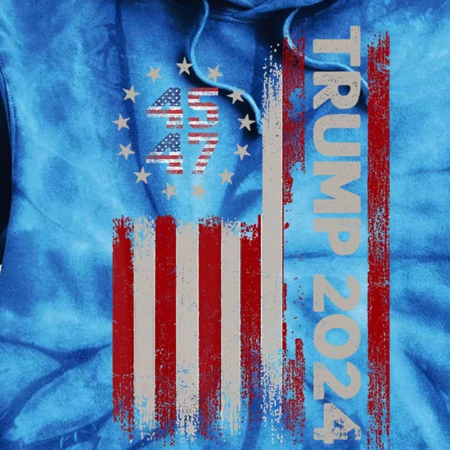 45 47 Donald Trump 2024 American Flag 2024 Election Gift Tie Dye Hoodie