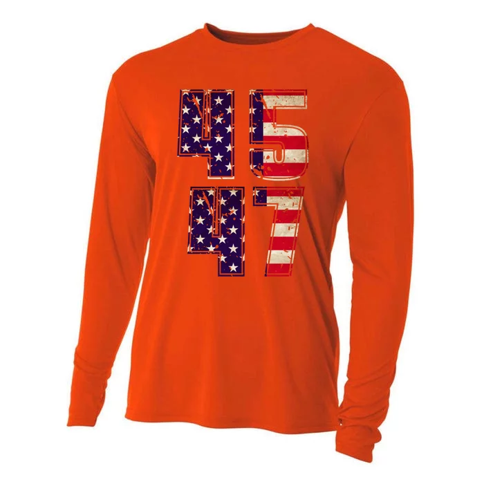 45 47 Gift Save America Trump 2024 Conservative Patriot Gift Cooling Performance Long Sleeve Crew