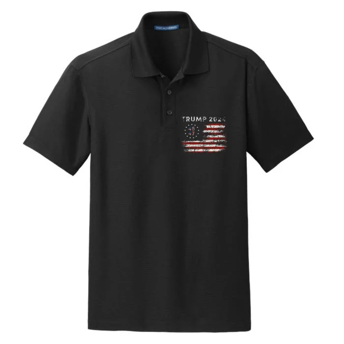 45 47 Trump 2024 American Flag Dry Zone Grid Performance Polo