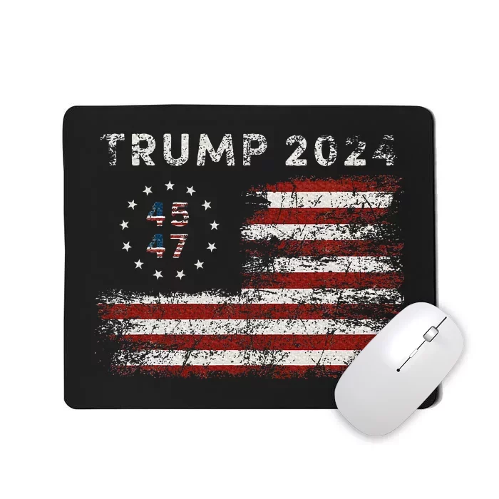 45 47 Trump 2024 American Flag Mousepad