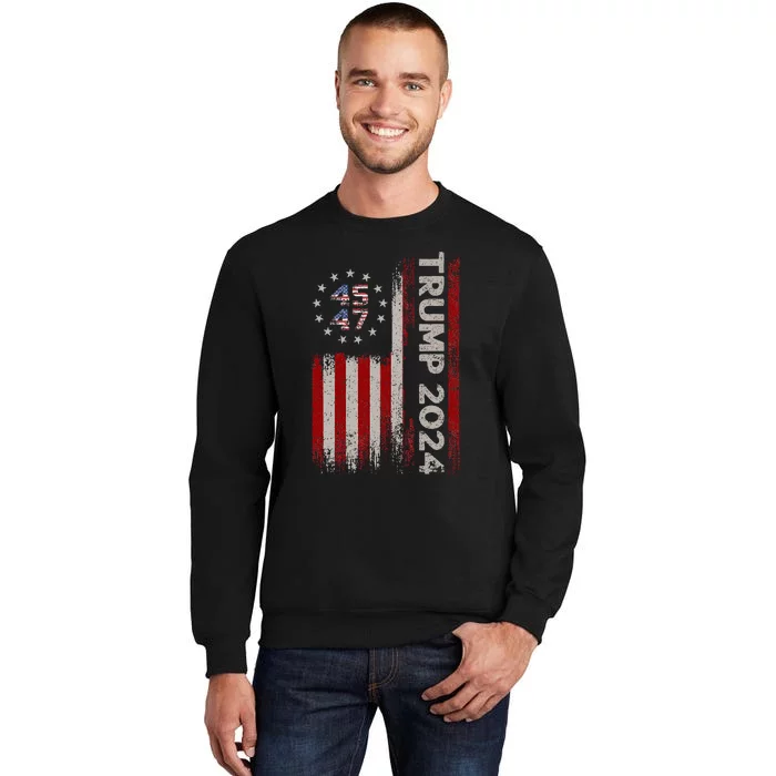 45 47 Trump 2024 American Flag Sweatshirt