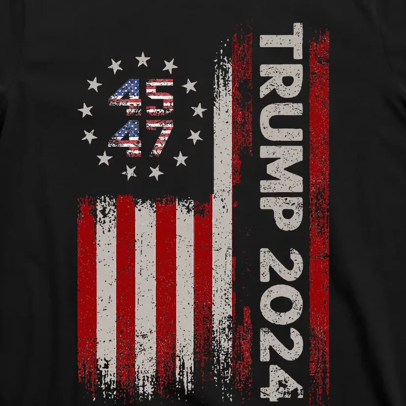 45 47 Trump 2024 American Flag T-Shirt