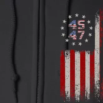 45 47 Trump 2024 American Flag Full Zip Hoodie