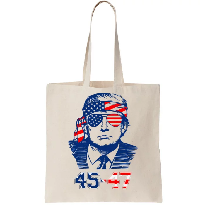 45 47 Trump 2024 American Flag Tote Bag