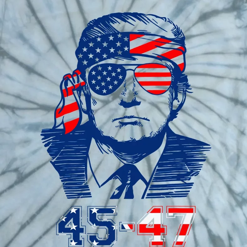 45 47 Trump 2024 American Flag Tie-Dye T-Shirt