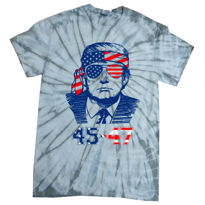 45 47 Trump 2024 American Flag Tie-Dye T-Shirt