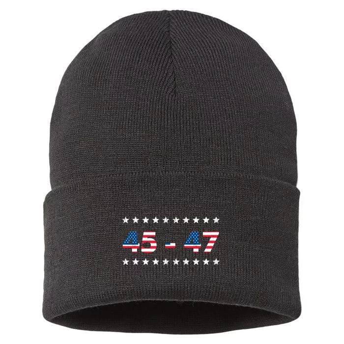 45 47 Trump 2024 T Shirt Support Donald Trump Sustainable Knit Beanie