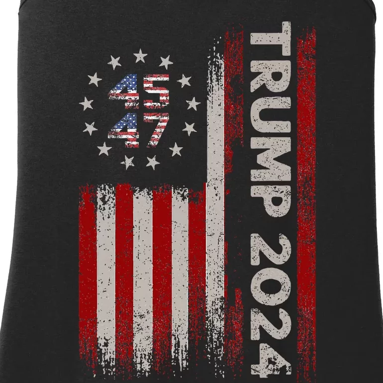 45 47 Trump 2024 American Flag Ladies Essential Tank