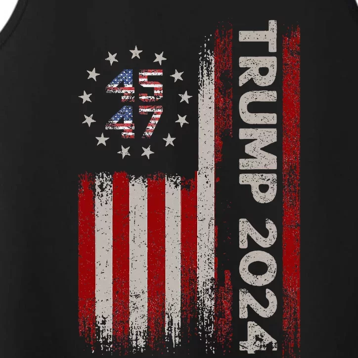 45 47 Trump 2024 American Flag Performance Tank