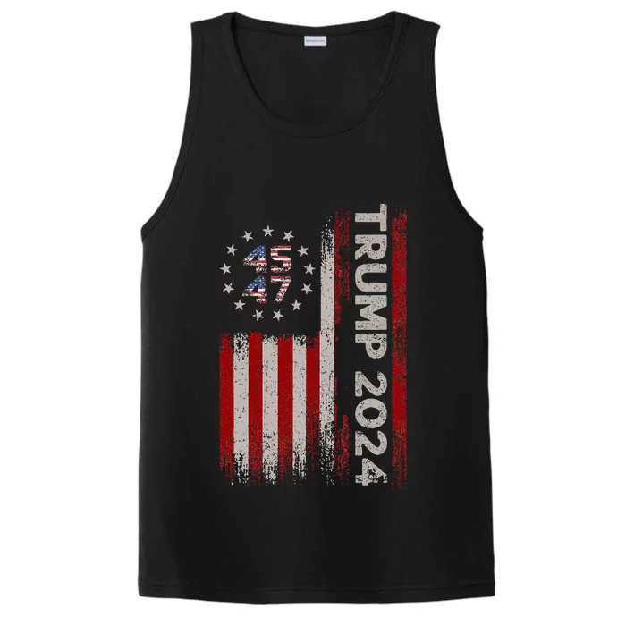 45 47 Trump 2024 American Flag Performance Tank