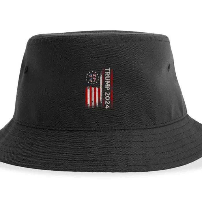 45 47 Trump 2024 American Flag Sustainable Bucket Hat