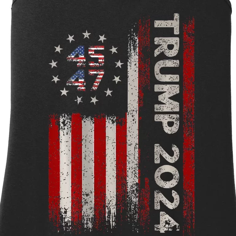 45 47 Trump 2024 American Flag Ladies Essential Tank