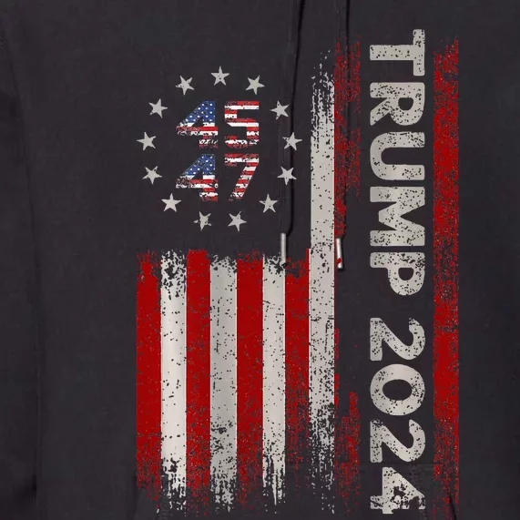 45 47 Trump 2024 American Flag Premium Hoodie