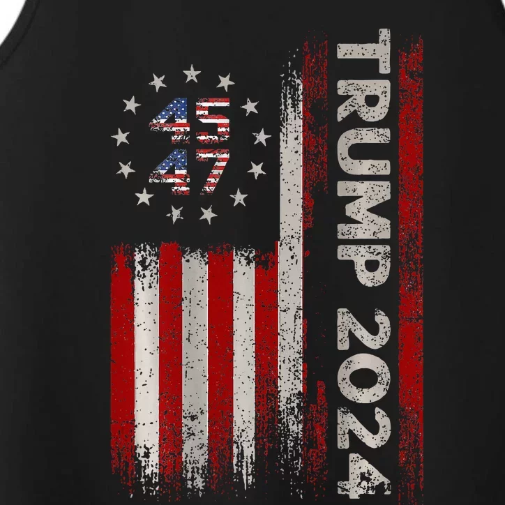 45 47 Trump 2024 American Flag Performance Tank