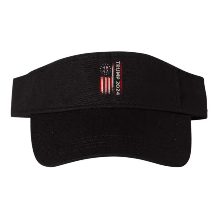 45 47 Trump 2024 American Flag Valucap Bio-Washed Visor