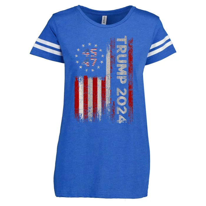 45 47 Trump 2024 American Flag Enza Ladies Jersey Football T-Shirt