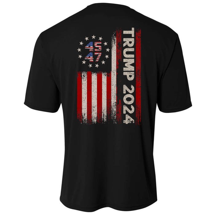 45 47 Trump 2024 American Flag Front And Back Front & Back Cooling Performance Crew T-Shirt