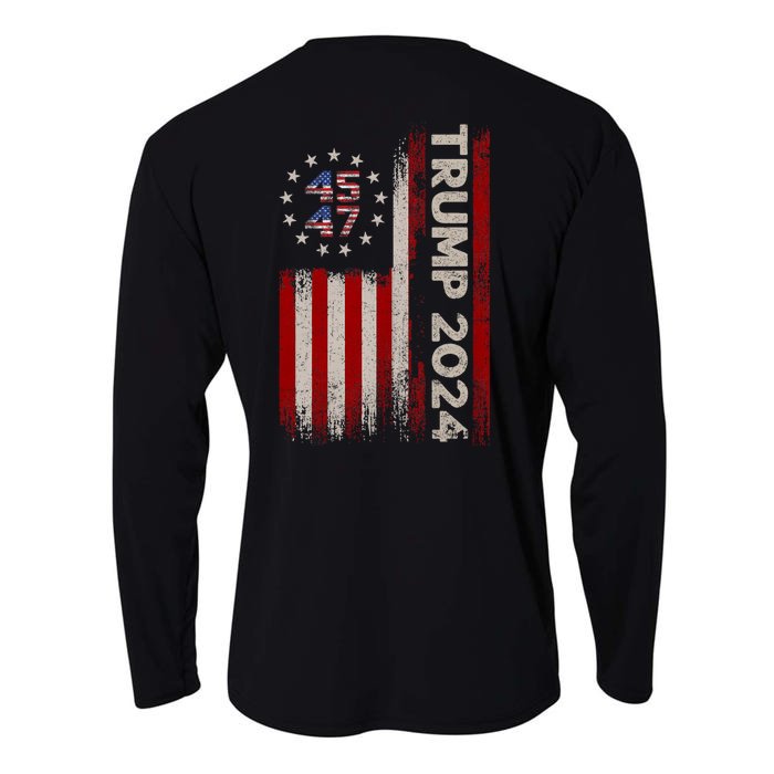 45 47 Trump 2024 American Flag Front And Back Front & Back Cooling Performance Long Sleeve Crew