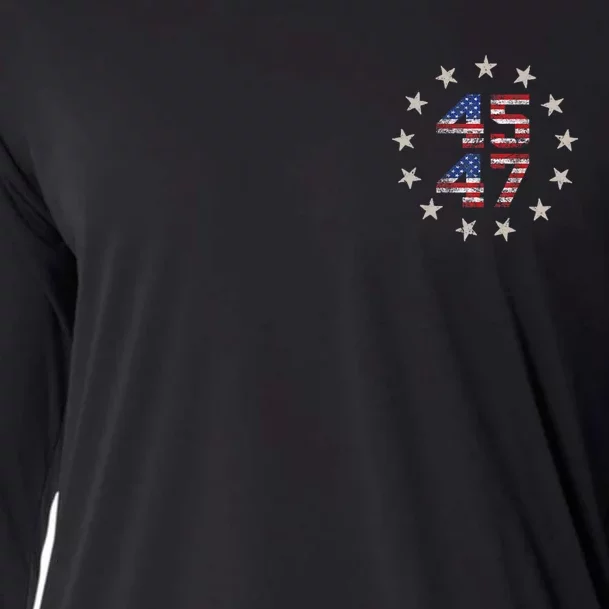 45 47 Trump 2024 American Flag Front And Back Front & Back Cooling Performance Long Sleeve Crew