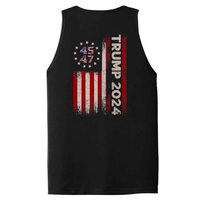 45 47 Trump 2024 American Flag Front And Back Front & Back Performance Tank