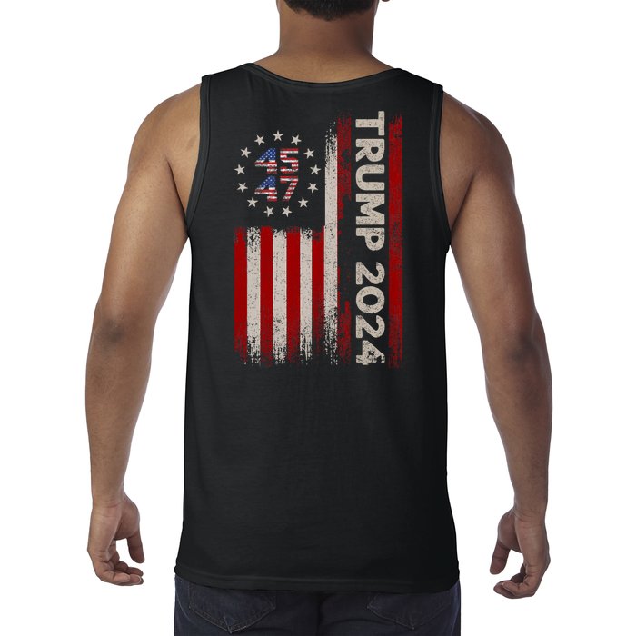 45 47 Trump 2024 American Flag Front And Back Front & Back Tank Top