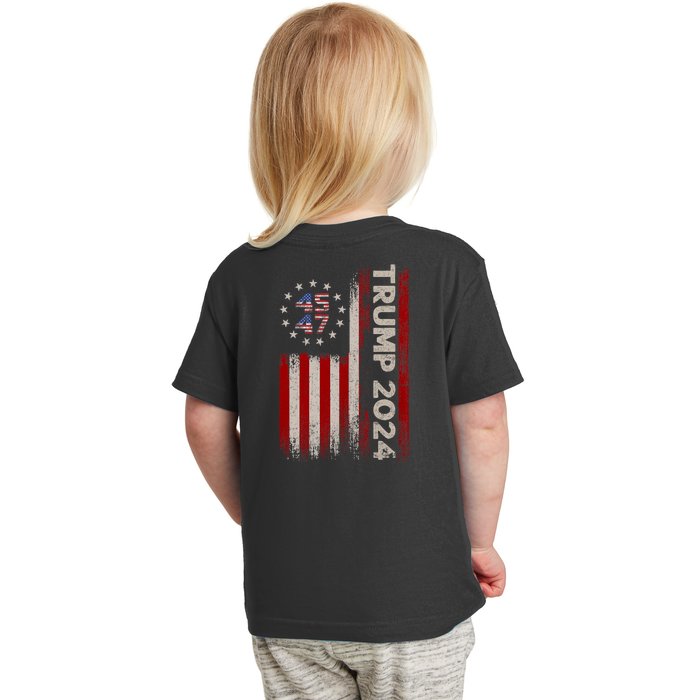 45 47 Trump 2024 American Flag Front And Back Front & Back Toddler T-Shirt